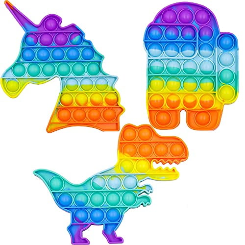 Rainbow,Owl Push Rainbow Bubble Dinosaur Pop Fidget Rainbow Sensory Unicorn Toy,Fidget Toys for Kids Adults 